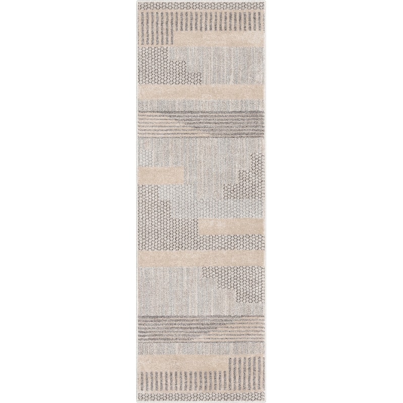 Well Woven Harlow Briar Contemporary Geometric Abstract Area Rug - 2' 3" x 7' 3" - Beige - Runner