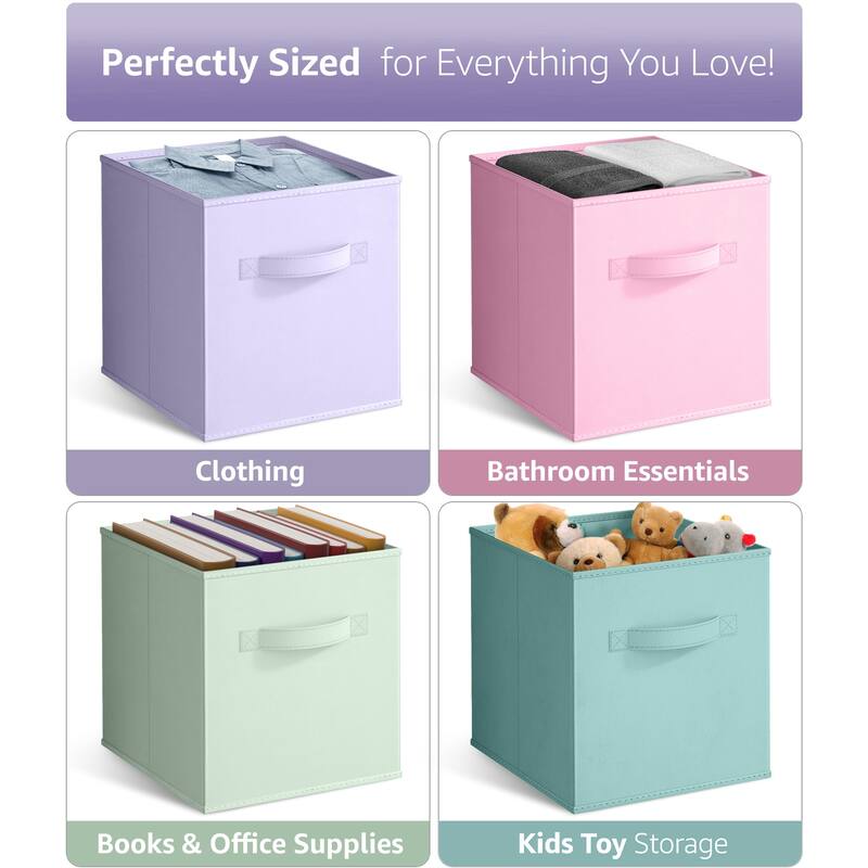 Sorbus Kids & Nursery Collapsible Cube Fabric Storage Bins (10.5" x 10.5"), 4 Pack, (Pastel Colors)