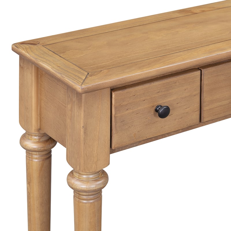 59" Retro Console Table with Open Shelf and 4 Drawers