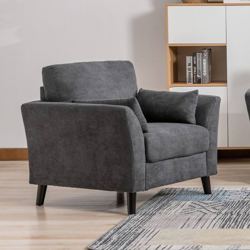 Velvet Upholstered Fabric Chair with 2 Pillows