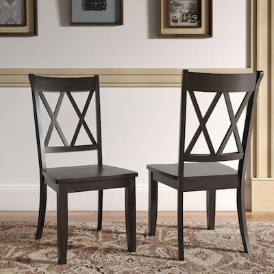 Ronda Double X Back Wood Dining Chairs (Set of 2)