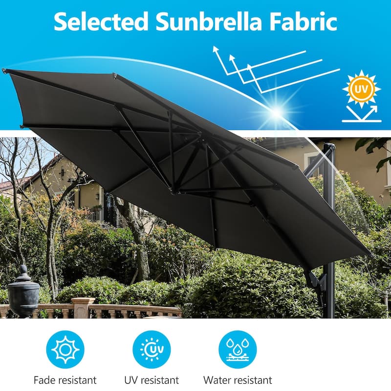 11 FT Rotatable Tilt-Adjustable Cantilever Patio Umbrella with Durable Aluminum Pole