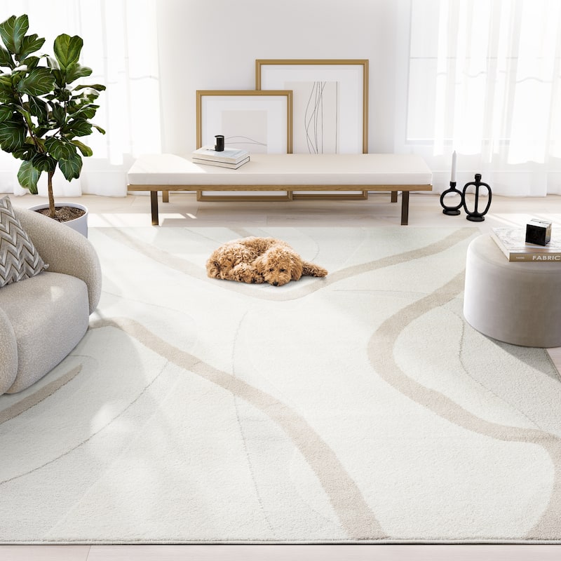 Abani Rugs Nomad Collection NOM120A Cream Beige Abstract Area Rug - 2' x 3'