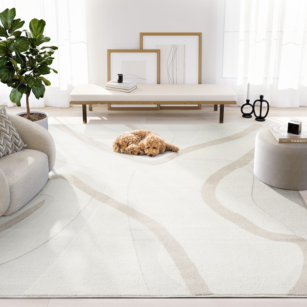 Abani Rugs Nomad Collection NOM120A Cream Beige Abstract Area Rug