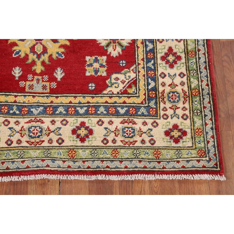 Red Kazak Accent Rug Handmade Wool Carpet - 3'4" x 5'2"