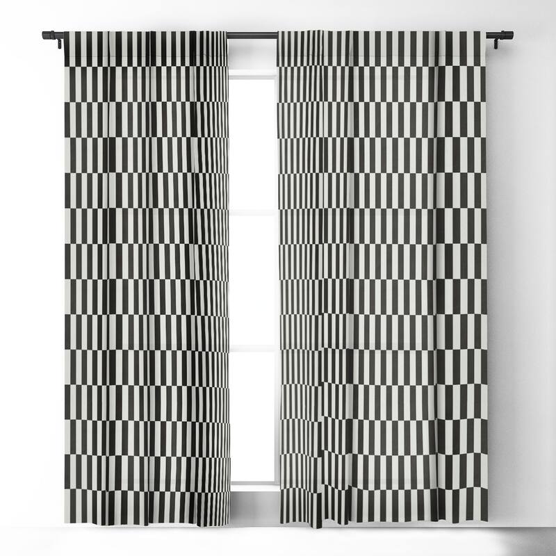 Blackout Black And White Order Made-to-Order Curtain Panel (One Panel)