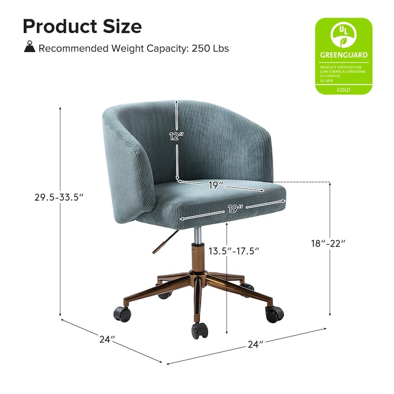 Astore Modern Corduroy Ergonomic Barrel Swivel Office Chair with Height-Adjustable by HULALA HOME