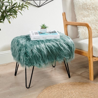 Mongolian Fauxfur Ottoman