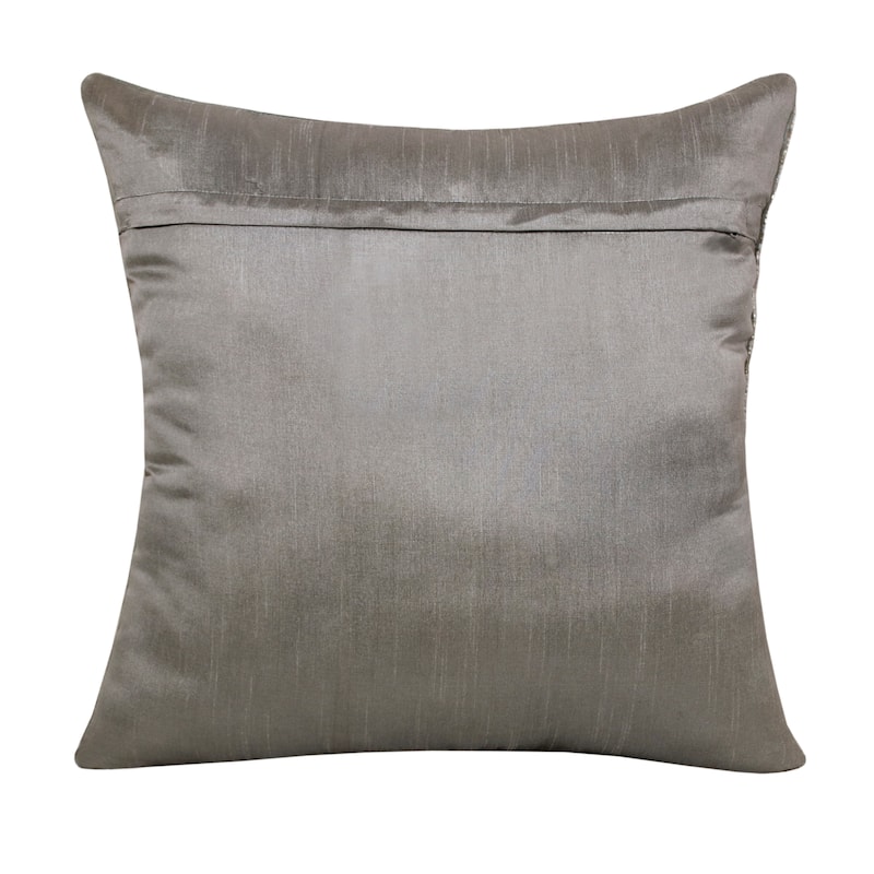 Sevita Handmade Gray/Silver Animal Print Polyester Throw Pillow, 20" x 20"