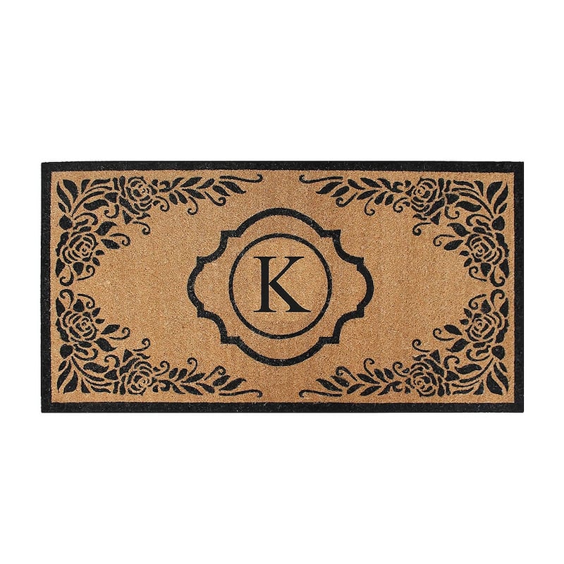 A1HC Hand Crafted Entry Flocked Coir Monogrammed Welcome Entrance Doormat 36"x72" - K