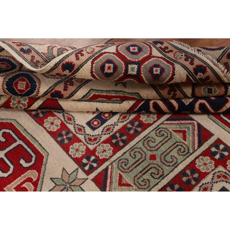 Geometric Kazak Oriental Area Rug Handmade Dining Room Wool Carpet - 6'6" x 10'0"