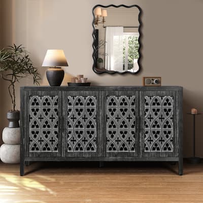 Dining Storage 4 Door Antique Cabinet,Sideboard Suitable for Cabinet and Kitchen