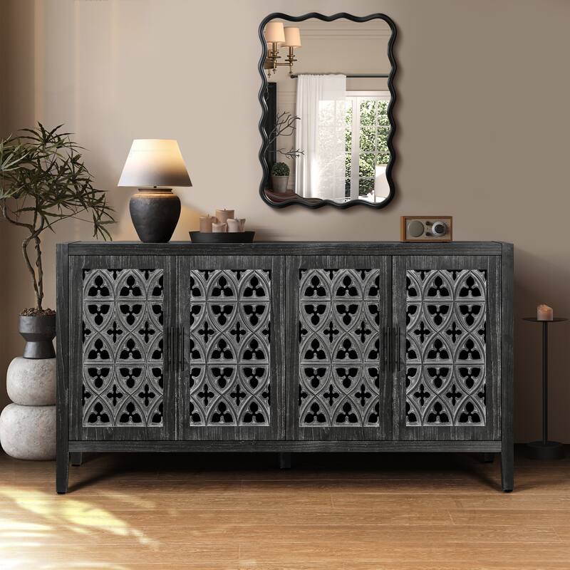Hollow Carved Buffet Storage Cabinet Sideboard Cupboard Console Table