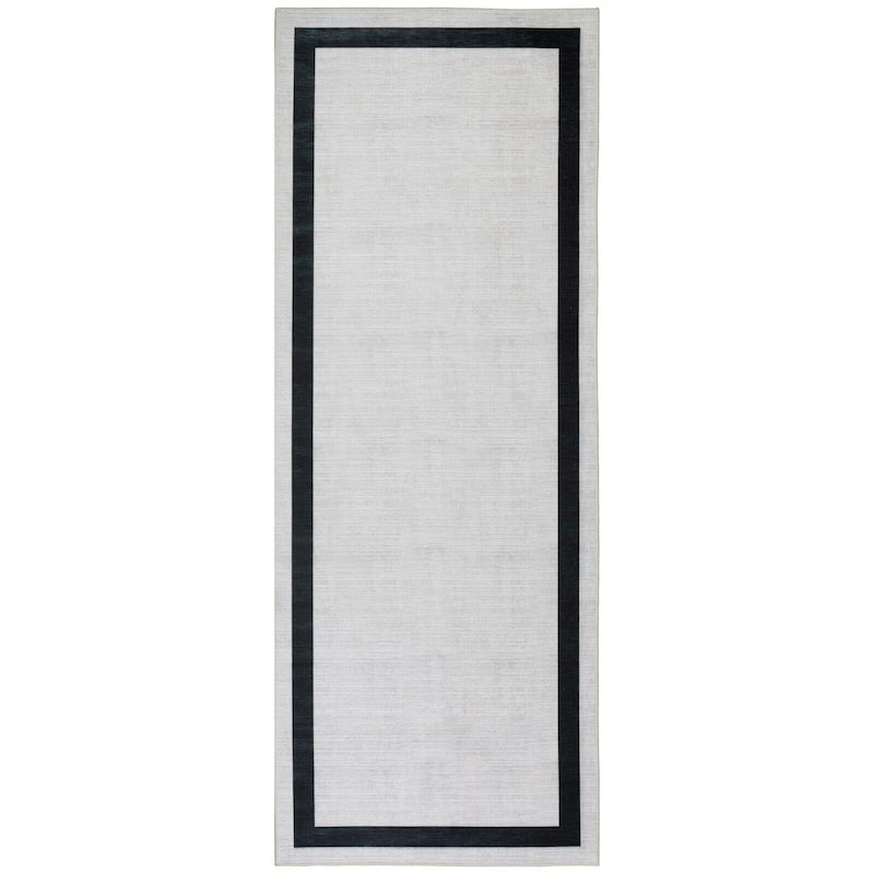Machine Washable Area Rug With Non Slip Backing - Everest Geometric Modern Border Design