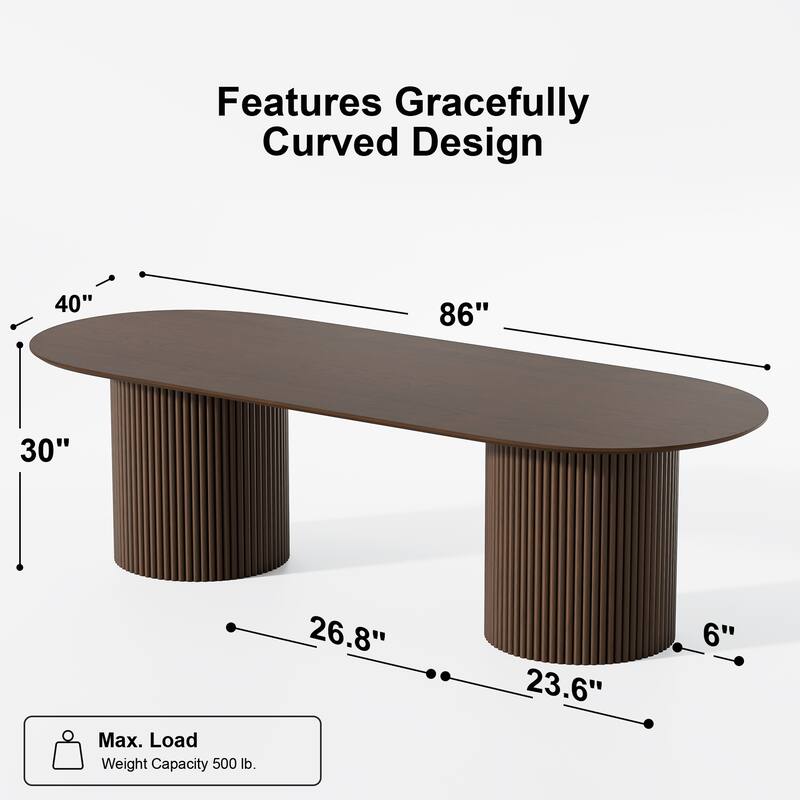 86" Big Solid Wood Oval Table Conference Table for Large Meeting Rooms