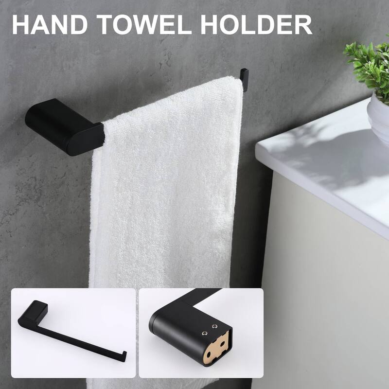 4-Piece Bathroom Hardware Set Stainless Steel Towel Bar Set Towel Holder Toilet Paper Holder Robe Hook Wall Mount Accessory Set
