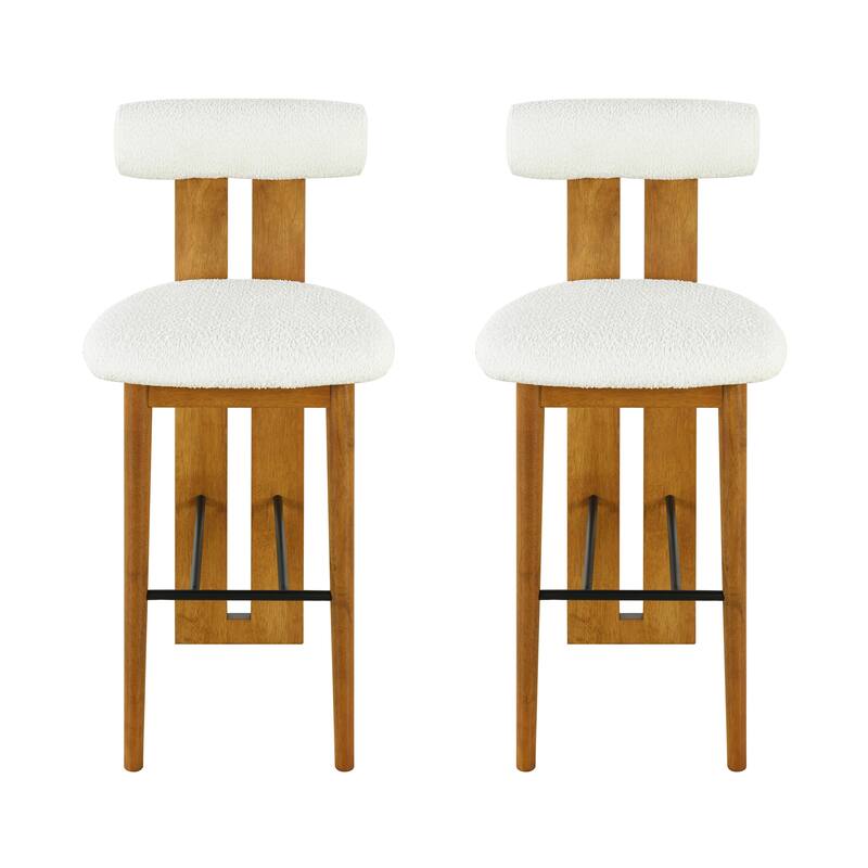 Roomfitters Renee Indoor Wooden Barstools with Cloud-Top Backrest, Set of 2 - Set of 2 - Walnut,White