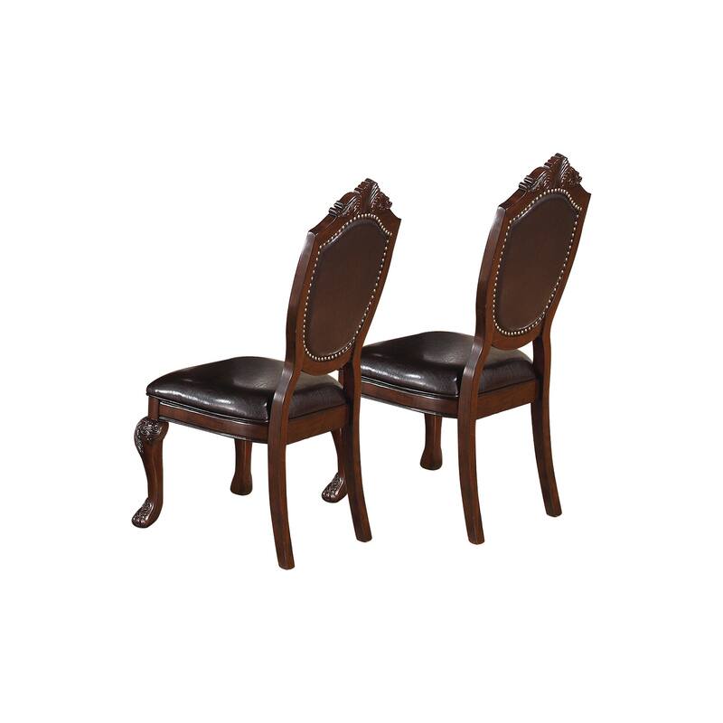 Set Of 2 Dining Chairs with Faux Leather Upholstery in Dark Brown