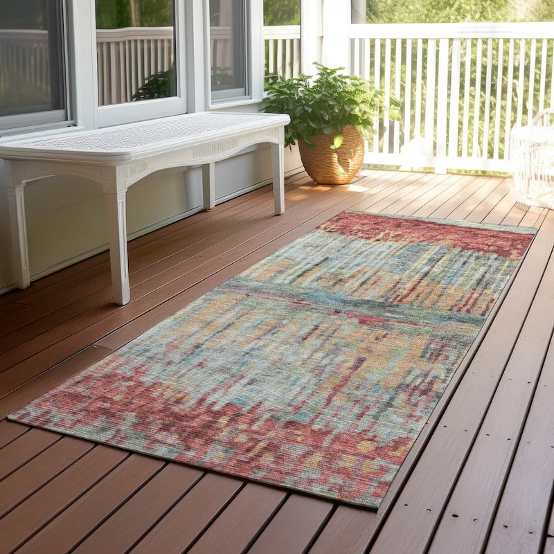 Machine Washable Indoor/ Outdoor Modern Ombre Chantille Rug - Coral - 2'3" x 7'6"