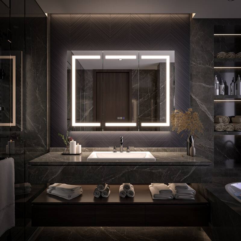 Modland 48"-72"W x 36"H Lighted Bathroom Medicine Cabinet with Backlit & Frontlit Modes,Anti-Fog