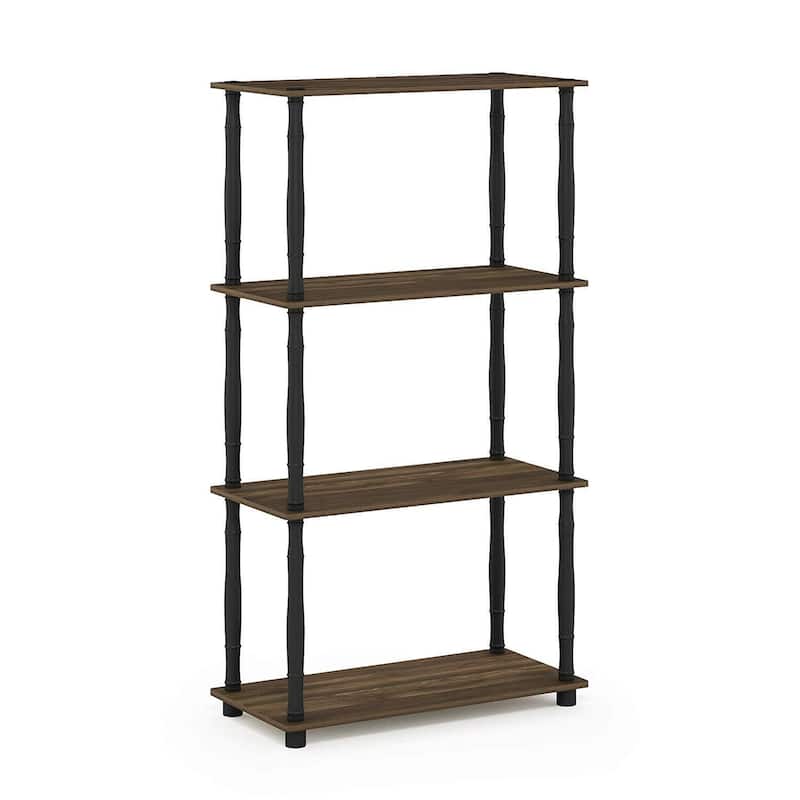 4 Tiers Wood Household Shelving Unit in Walnut/Black (23.6 in. W x 43.25 in. H x 11.6 in. D) - 23.6