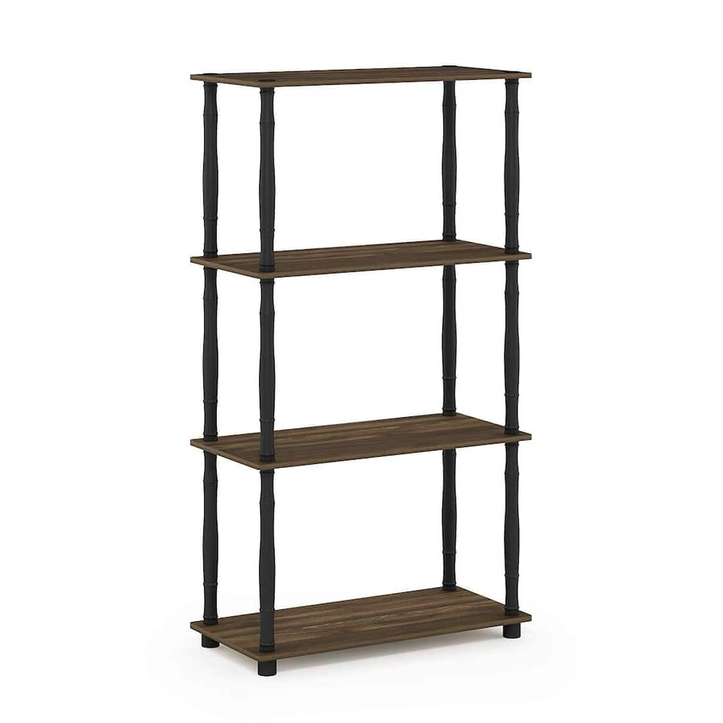 4 Tiers Wood Household Shelving Unit in Walnut/Black (23.6 in. W x 43.25 in. H x 11.6 in. D) - 23.6