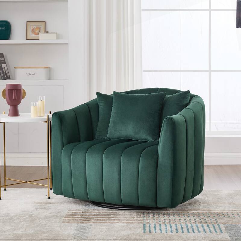 Comfortable Oversized Velvet Swivel Chair with Multiple Pillows for Various Rooms