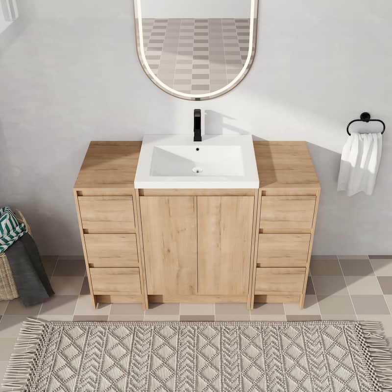 Malwee 36"/48"/60" Bathroom Vanity with Sink, FreeStanding Vanity with Soft Close Door,Drawer and Adjustable Shelf - 47.3"×18.1"×35.3"