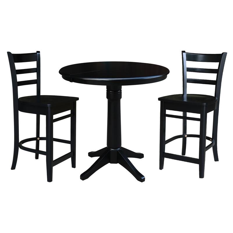 36" Round Extension Dining Table with Counter Height Stools