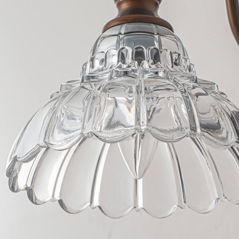 1-Light Vintage Wall Sconce with Clear Trumpet Glass Shades