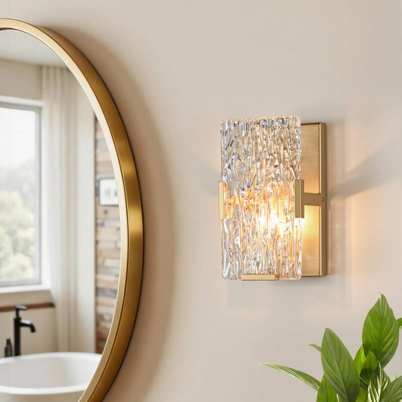 KAWOTI Glam 1- Light Wall Sconce with Textured Glass Shade