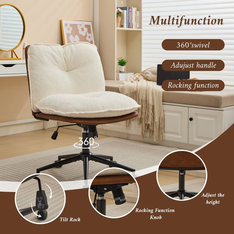 Oversize Seat Cirss Cross Chair with Wheels, Elegant Design Computer Chair, Adjustable Height 360° Rolling Swivel Chair