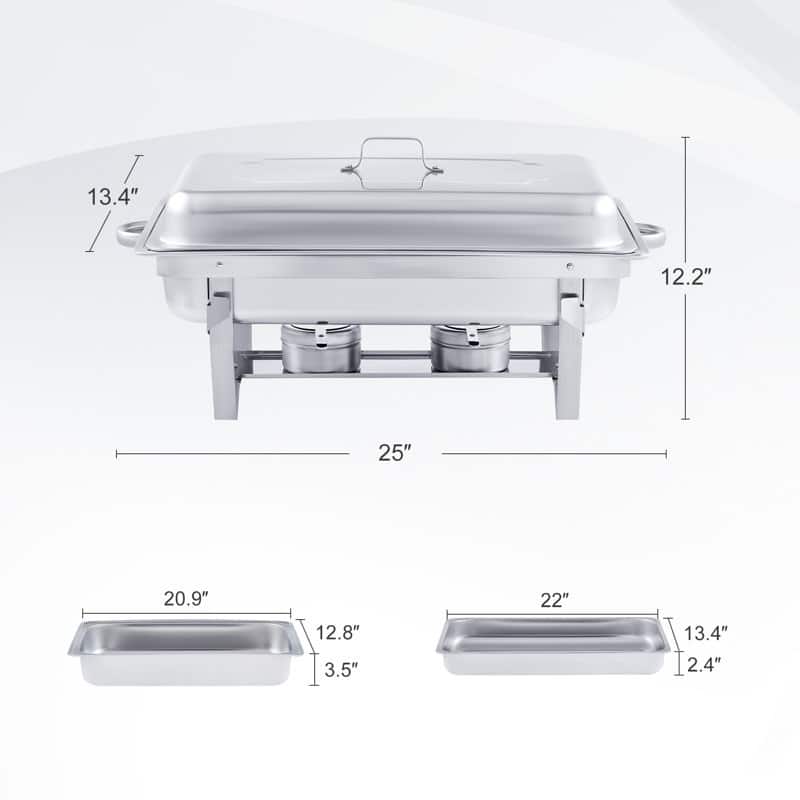 4 Packs Stainless Steel 8 Quarts Rectangle Chafing Dish