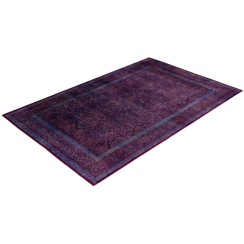 Contemporary Overdyed Wool Hand Knotted Area Rug - 4' 3" x 6' 5"
