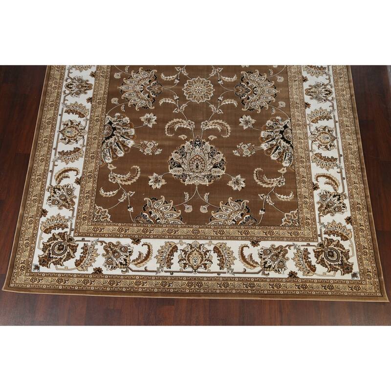 Brown Floral Traditional Tabriz Turkish Area Rug Oriental Carpet