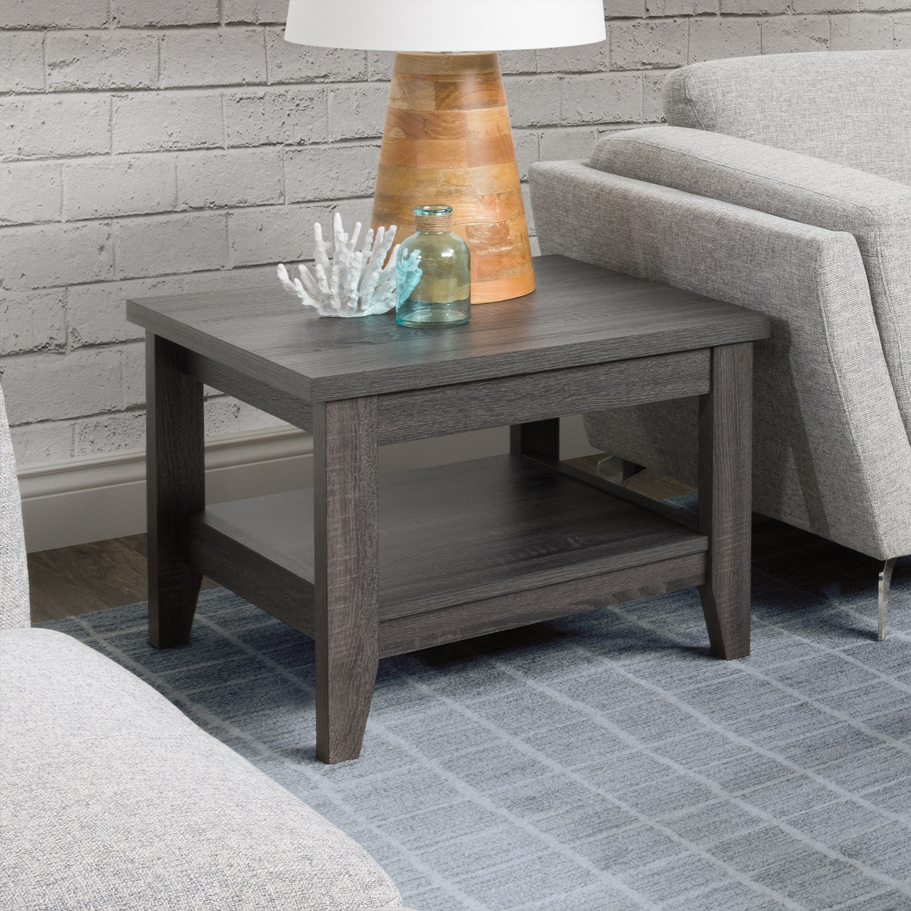 lamp table with shelf