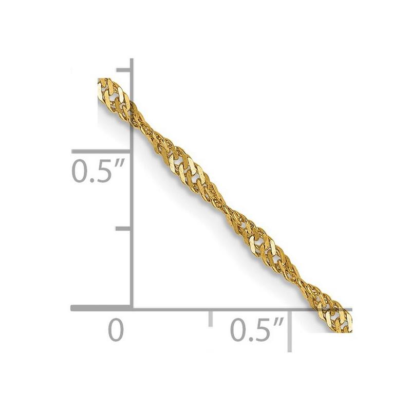 Curata 14k Yellow Gold Solid 1.7mm Polished Singapore Chain Necklace (Lobster) Options: 16 18 20 24 30