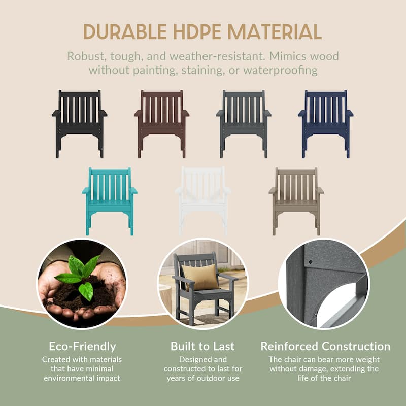 Polytrends Laguna Outdoor Dining Poly Garden Arm Chair (Set of 4)