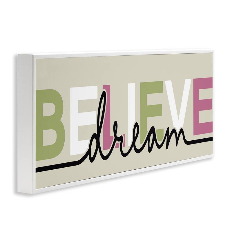 Stupell Muted Believe & Dream Framed Giclee Art Design By Kim Allen