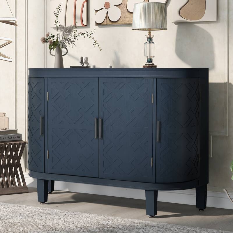 Accent Storage Sideboard Wooden with Antique Pattern