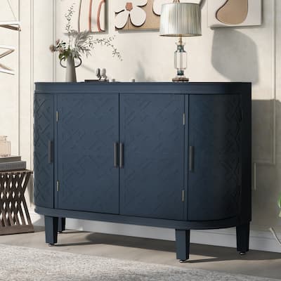 Buffet Cabinet Accent Storage Cabinet Sideboard Wooden Cabinet with Antique Pattern Doors for Hallway, Entryway