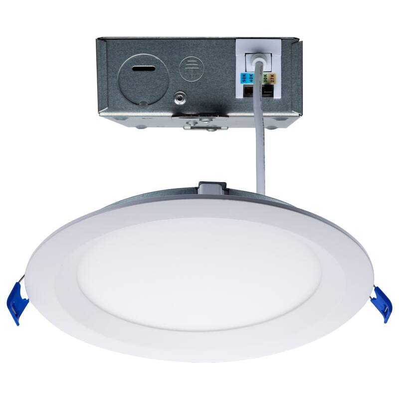 15W LED Low Profile Regress Baffle Downlight 6 Inch CCT Selectable Round Shape - White
