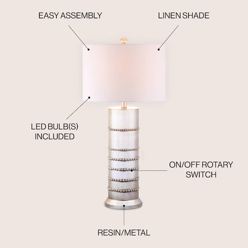 Isabella 31" Resin LED Table Lamp, Silver by JONATHAN Y