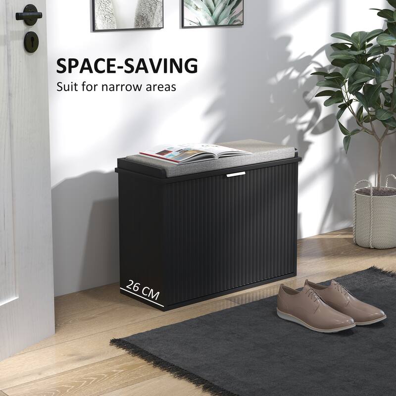 Particleboard and MDF Shoe Storage Bench with Cushion Seat and Drawer Cabinet