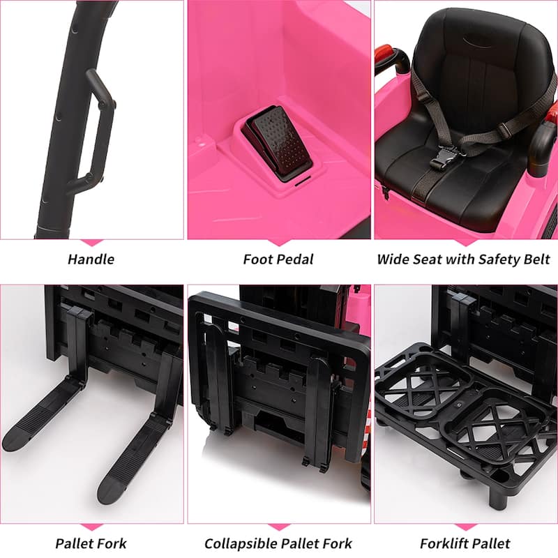 12V Kids Ride on Car With Tent,Electric Ride On Forklift with Remote Control,2 Speeds
