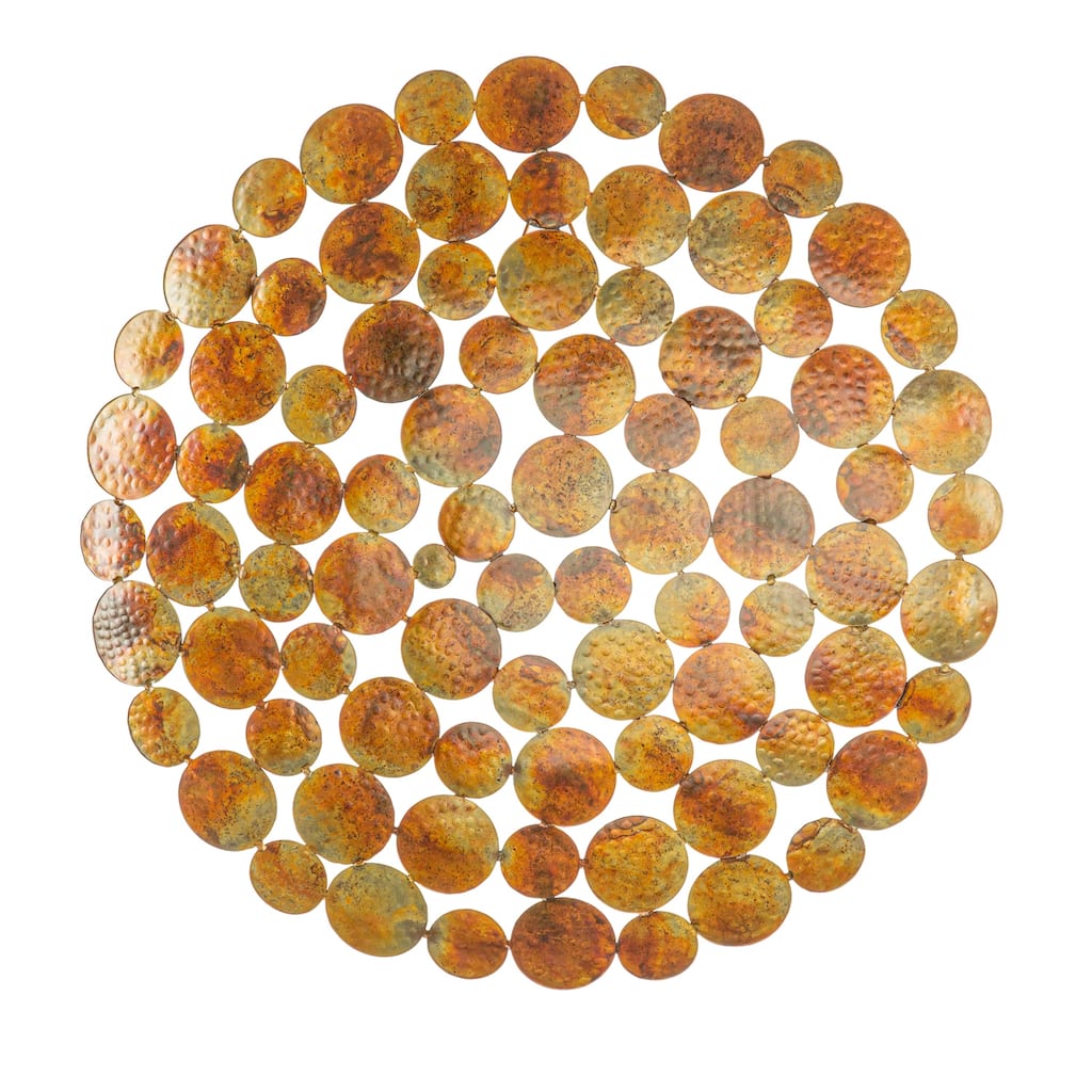 17 in. x 17 in. Metal Wall Decor, Abstract Circles, Multi-Color Copper Finish