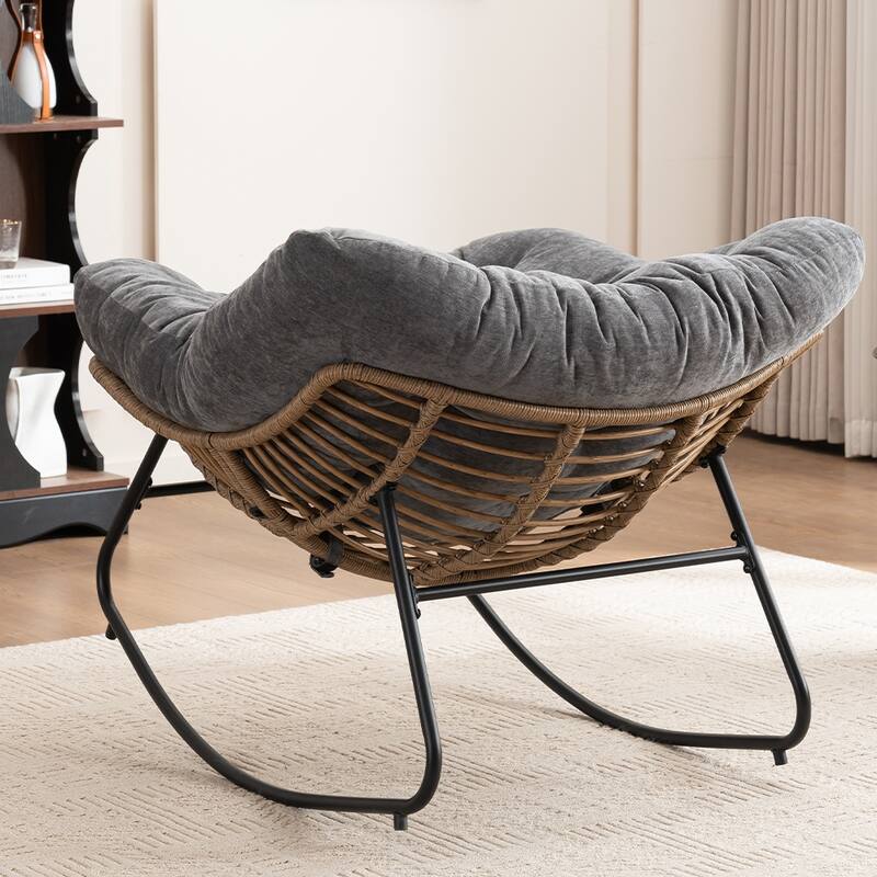 Rocking Chair, Chenille Upholstered Accent Chair, Modern Nursery Rocking Chair for Living Room, Bedroom, Apartment