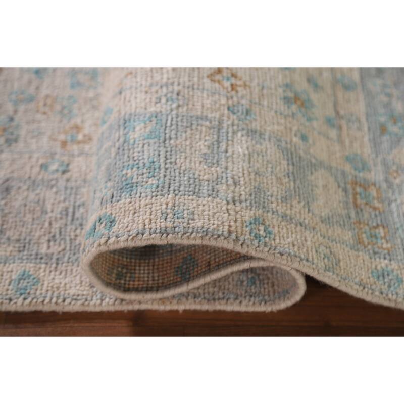 Turkish Oushak Vegetable Dye Accent Rug Handmade Wool Carpet - 2'11"x 3'11"
