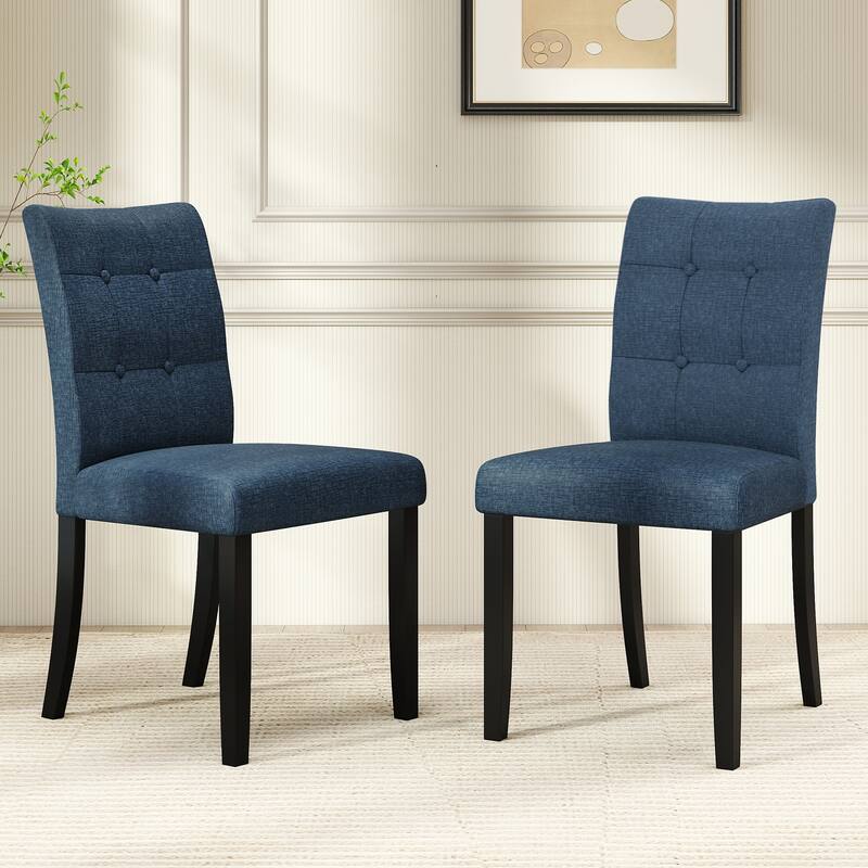 Gymax 4PCS Tufted Dining Chairs Upholstered Kitchen Armless Side