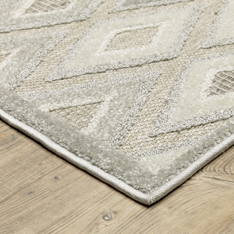 Style Haven Thassos Tonal Diamonds Beige/ Grey Mixed Pile Area Rug